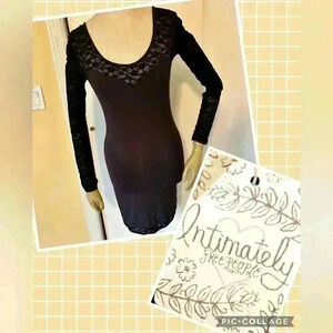 Free people intimately black lace fitted dress women XS